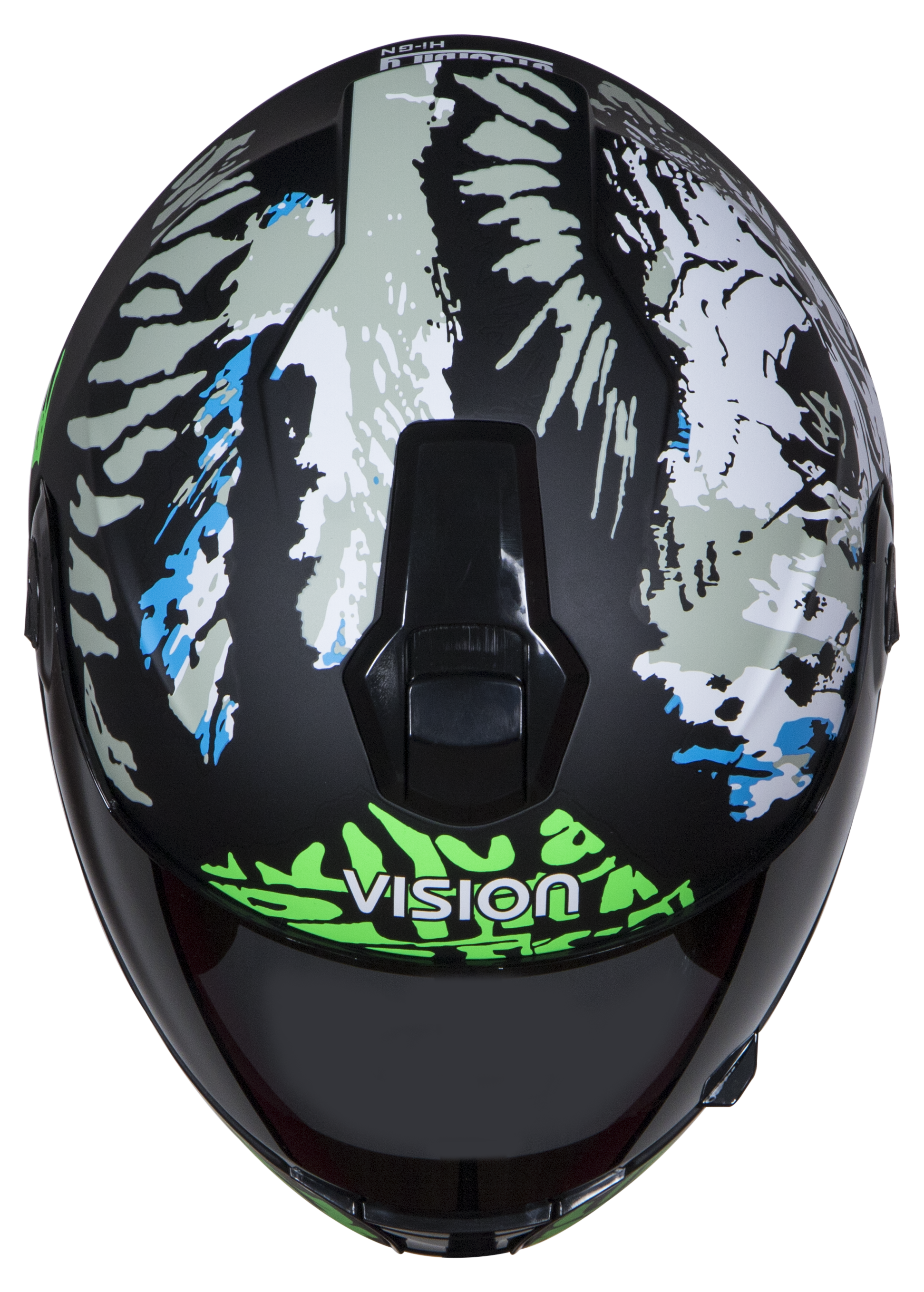 SBH-11 Vision Skull Mat Black With Battle Green( Fitted With Clear Visor Extra Smoke Visor Free)